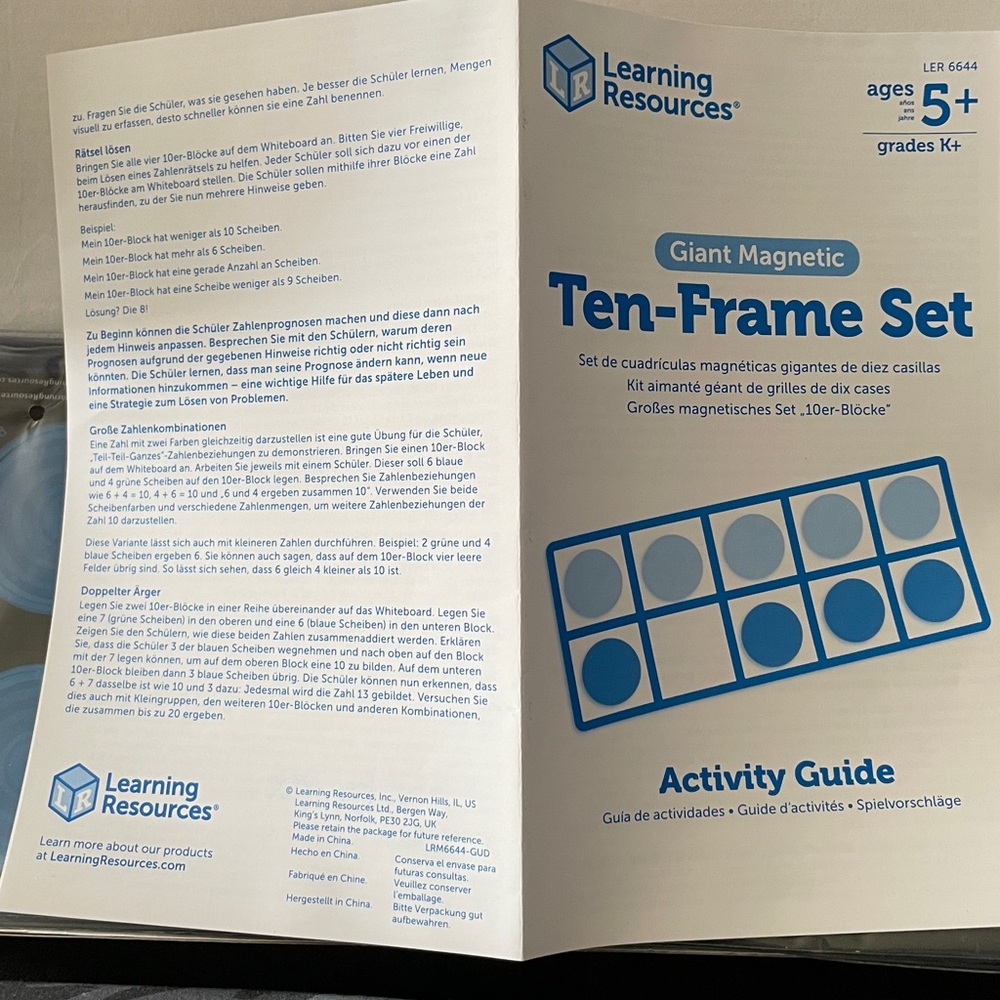Learning Resources Magnetic Ten-Frame Set - Blue and Green - Picture 9 of 9
